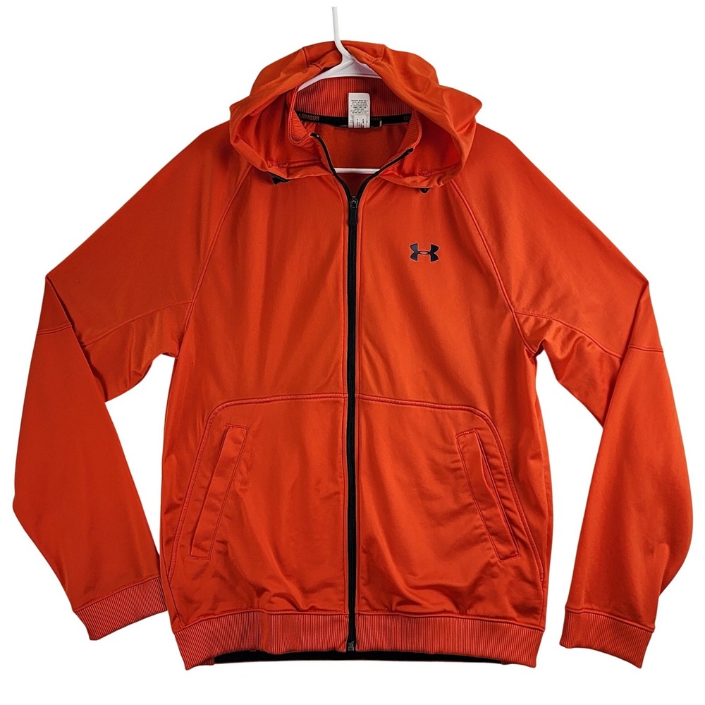 Under Armour  ColdGear Infrared Survivor Hoodie Mens L Orange Full Zip‎